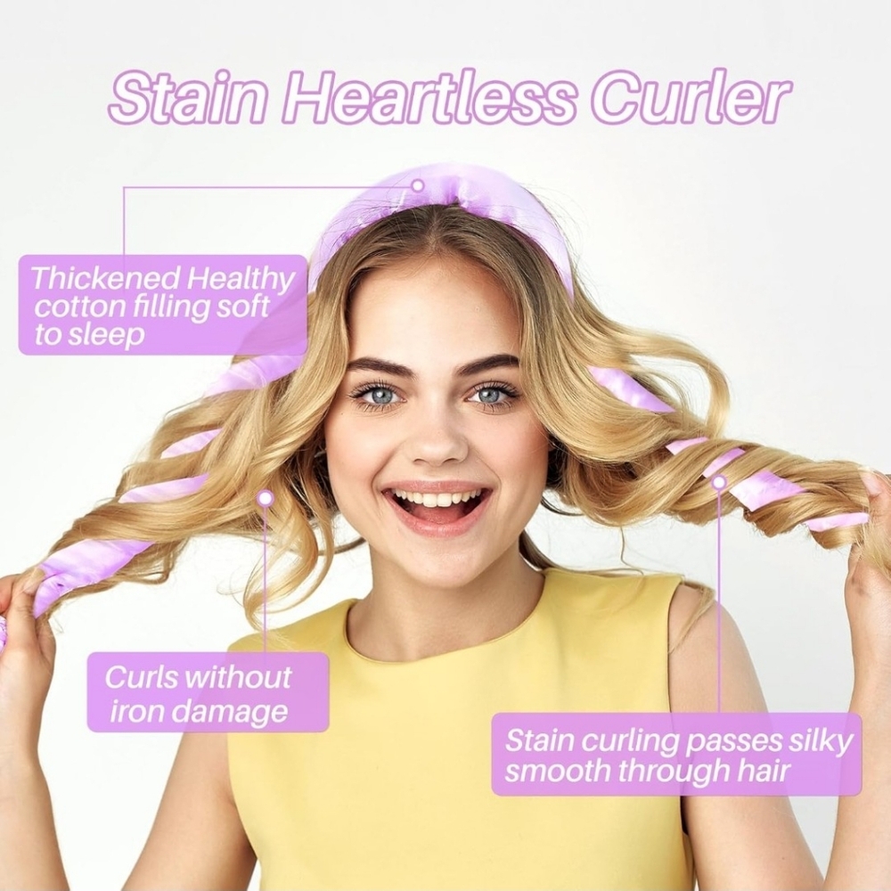 Pink Satin Hair Curling Ribbon Heatless Styling Tool New